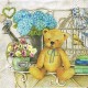 Салфетка для декупажа "Садовая скамейка с Мишкой Тедди" бумажная, 33х33 см